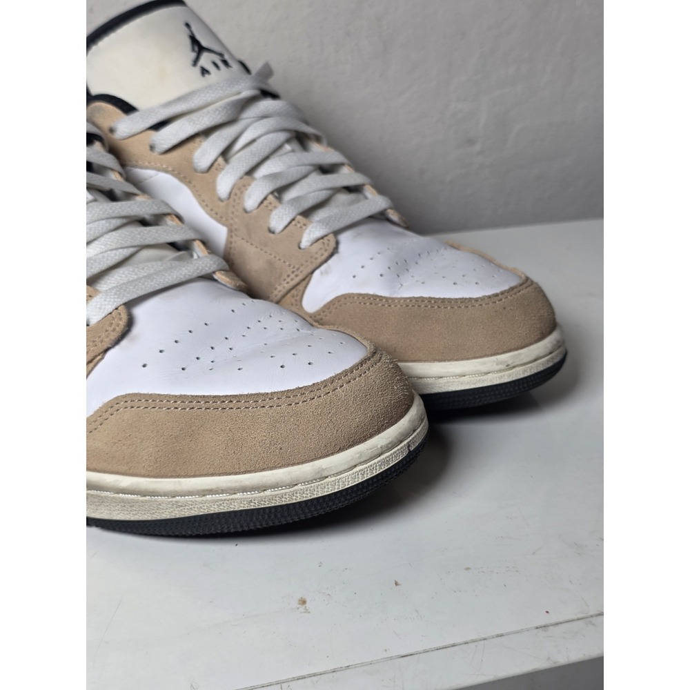 Jordan Air Jordan 1 Low Low Top Suede Leather Sneakers Beige White Black Men's - Picture 3 of 12